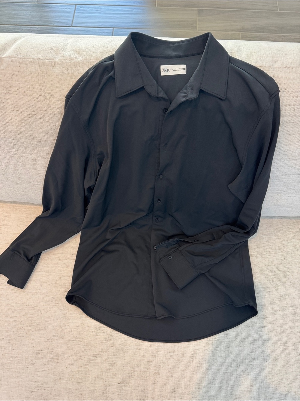 Zara Black Polo-Style Top with Label